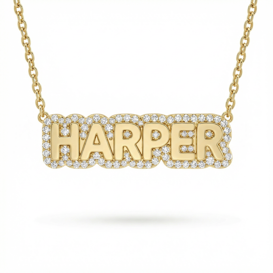 Pavé Bubble Name Necklace