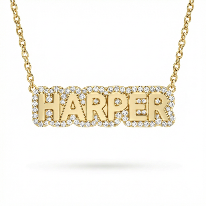 Pavé Bubble Name Necklace