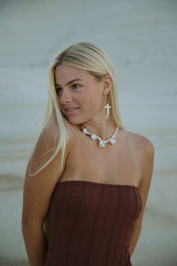 XL Pearl cross hoops