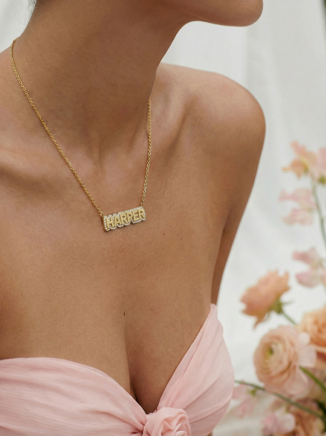 Pavé Bubble Name Necklace
