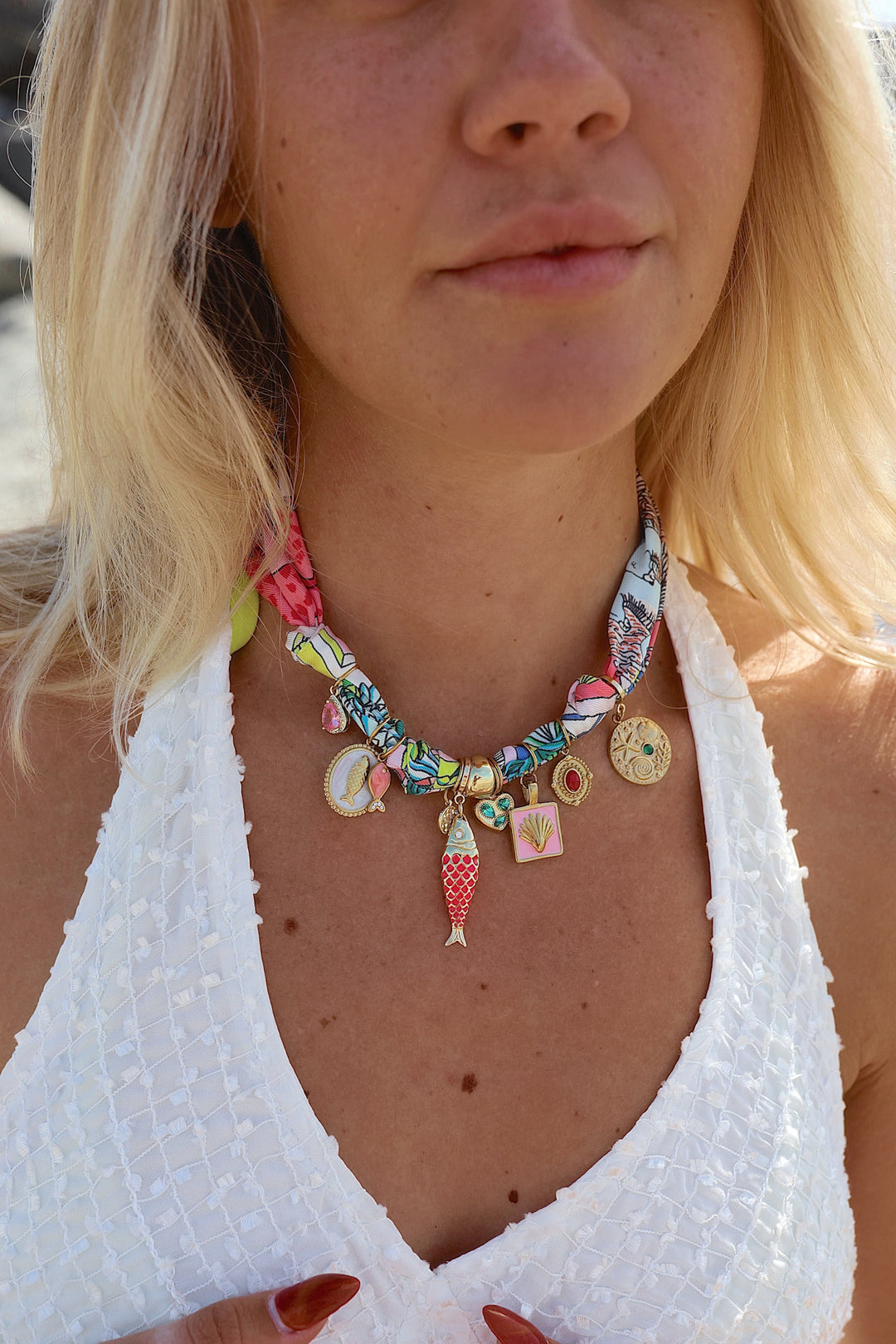 Pre Order - Positano Charm Scarf Necklace