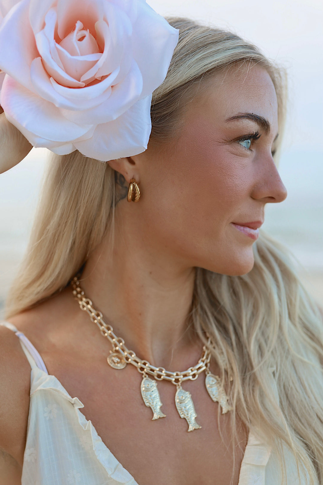 Golden textured hoops