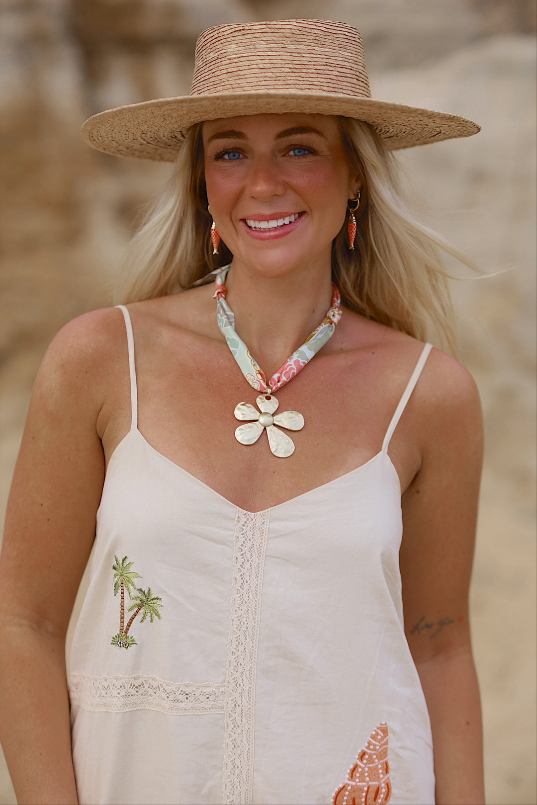 Flower market scarf necklace