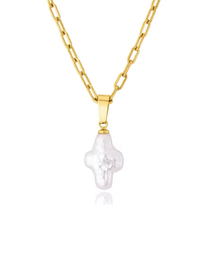 Mini pearl cross necklace  image 0