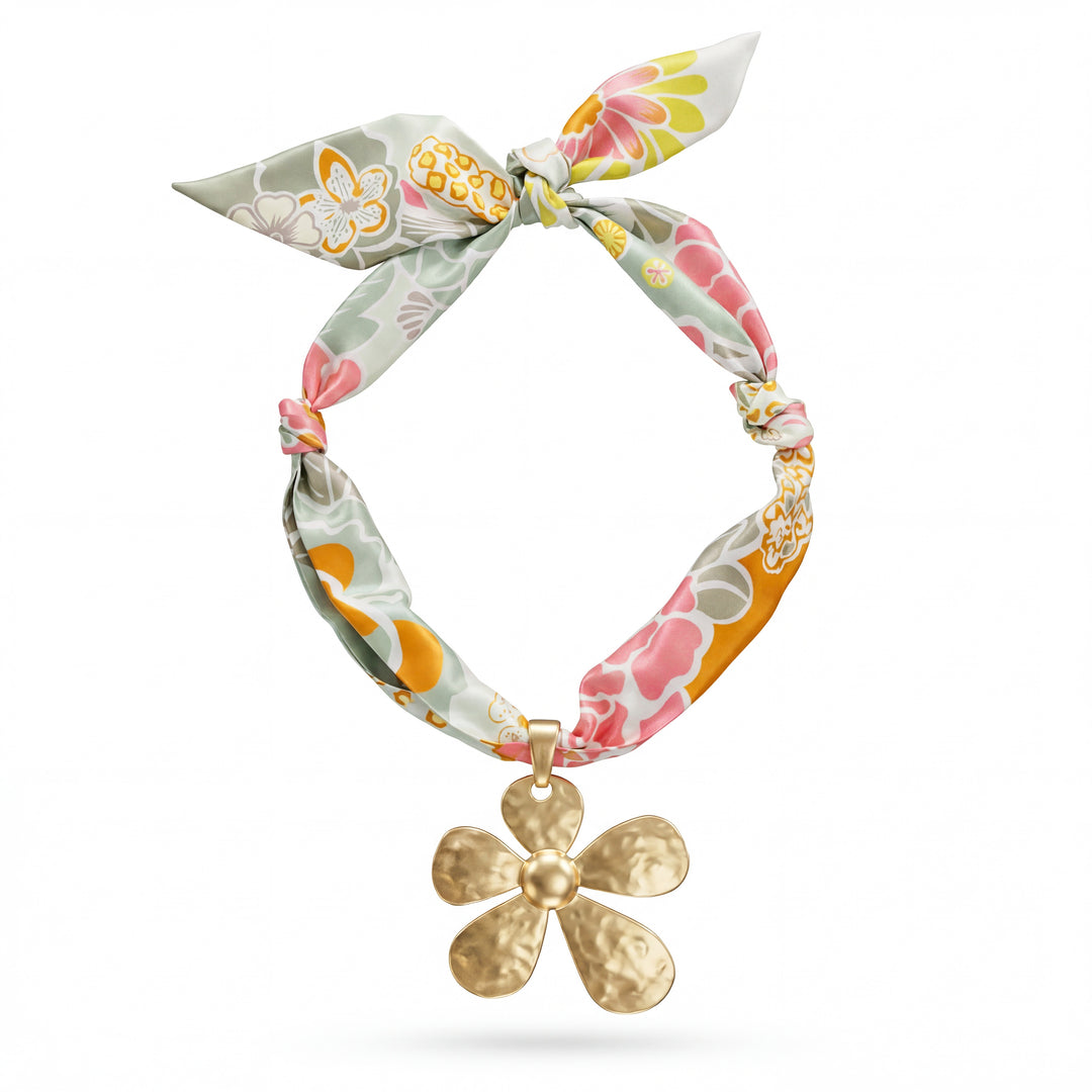 Flower market scarf necklace