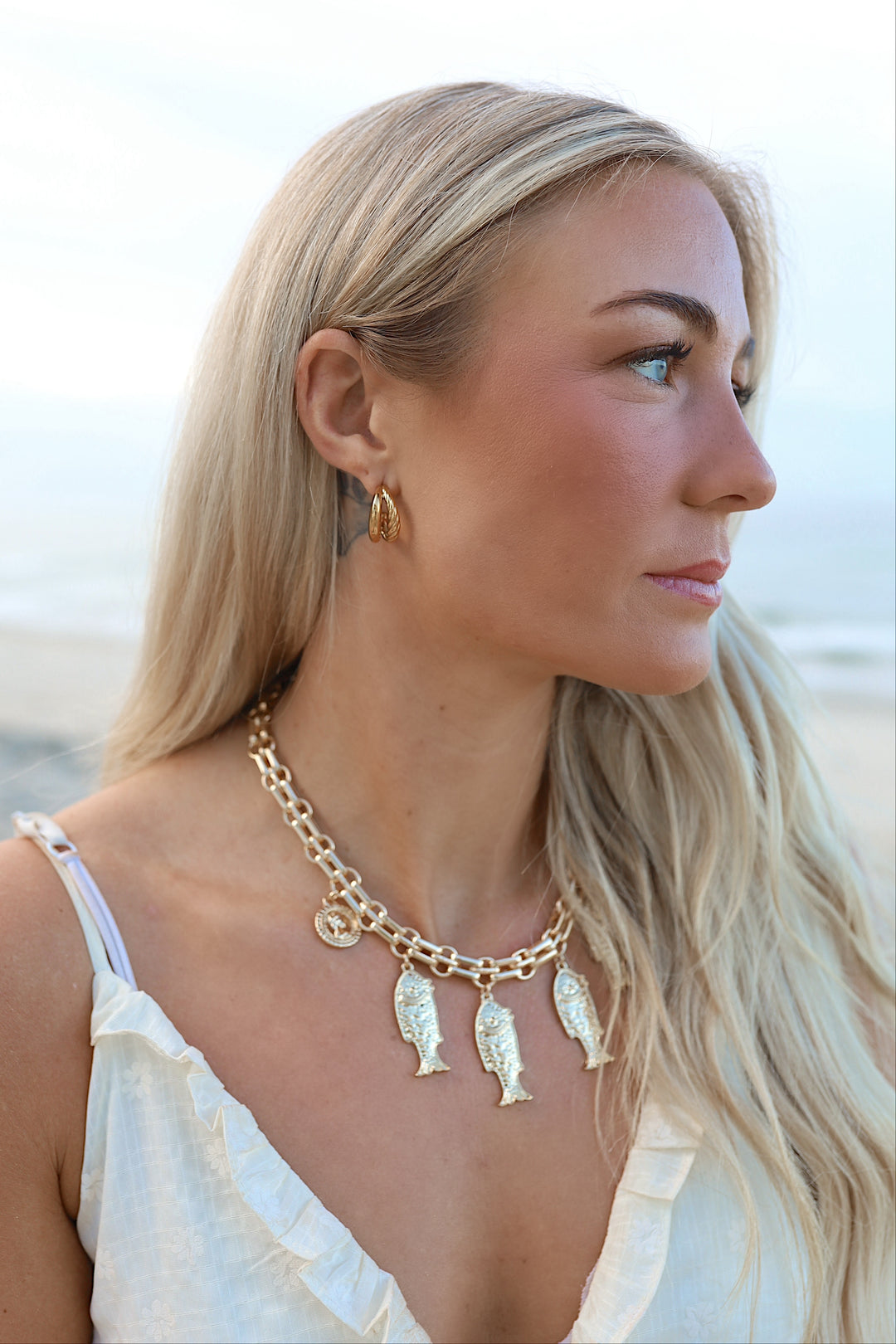 Golden textured hoops