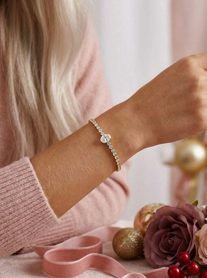 Frosted Oval Tennis Bracelet