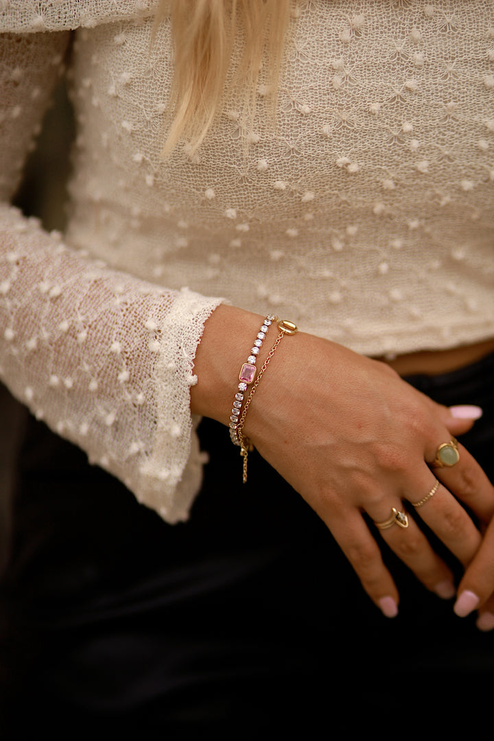 Pink Stone Tennis Bracelet
