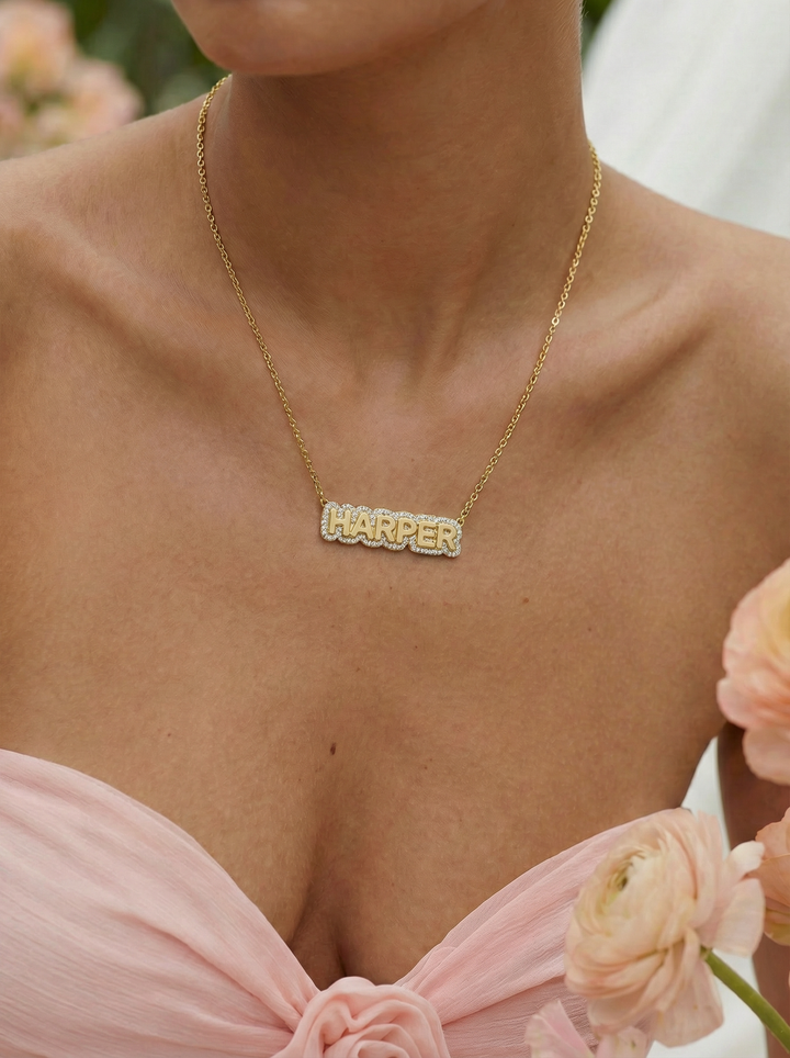 Pavé Bubble Name Necklace