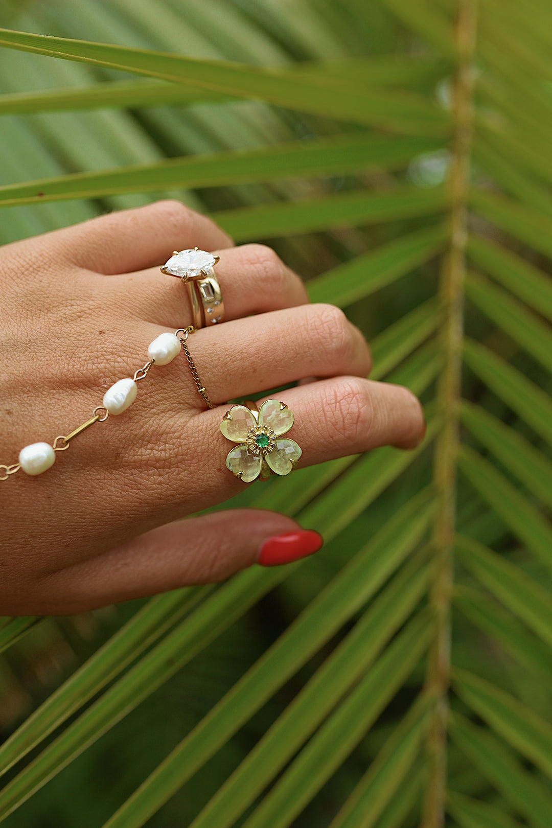 Green Hibiscus Ring