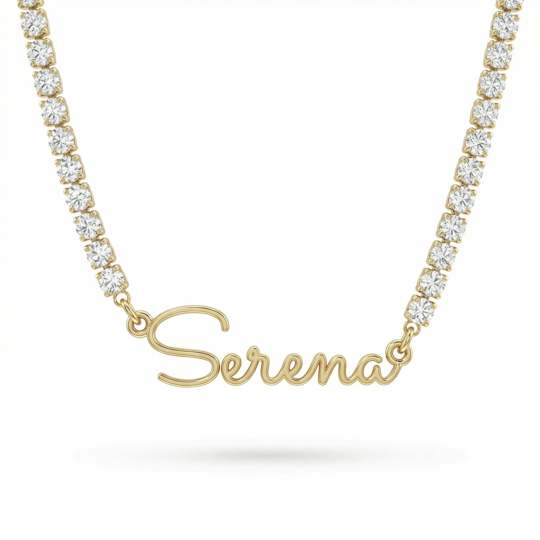 Petite Tennis Name Necklace