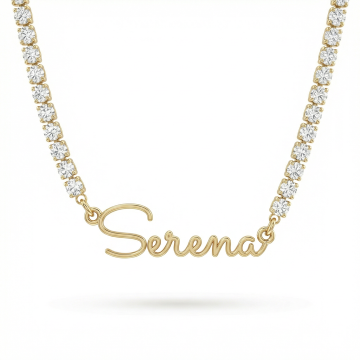 Petite Tennis Name Necklace