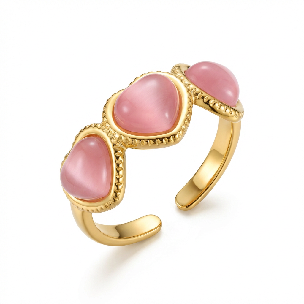 Pink Hearts Ring