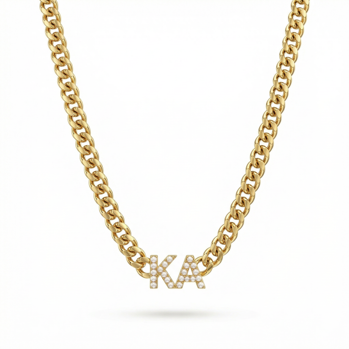 Bold Pearl Letter Necklace