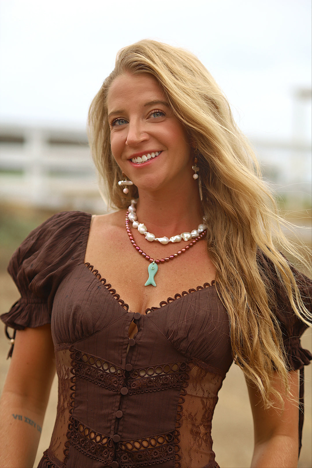 Chestnut Pearl Earrings