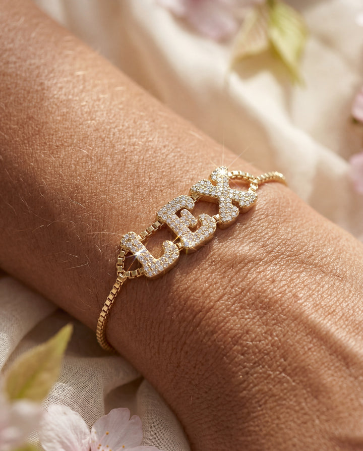 Bubble Name Chain Bracelet