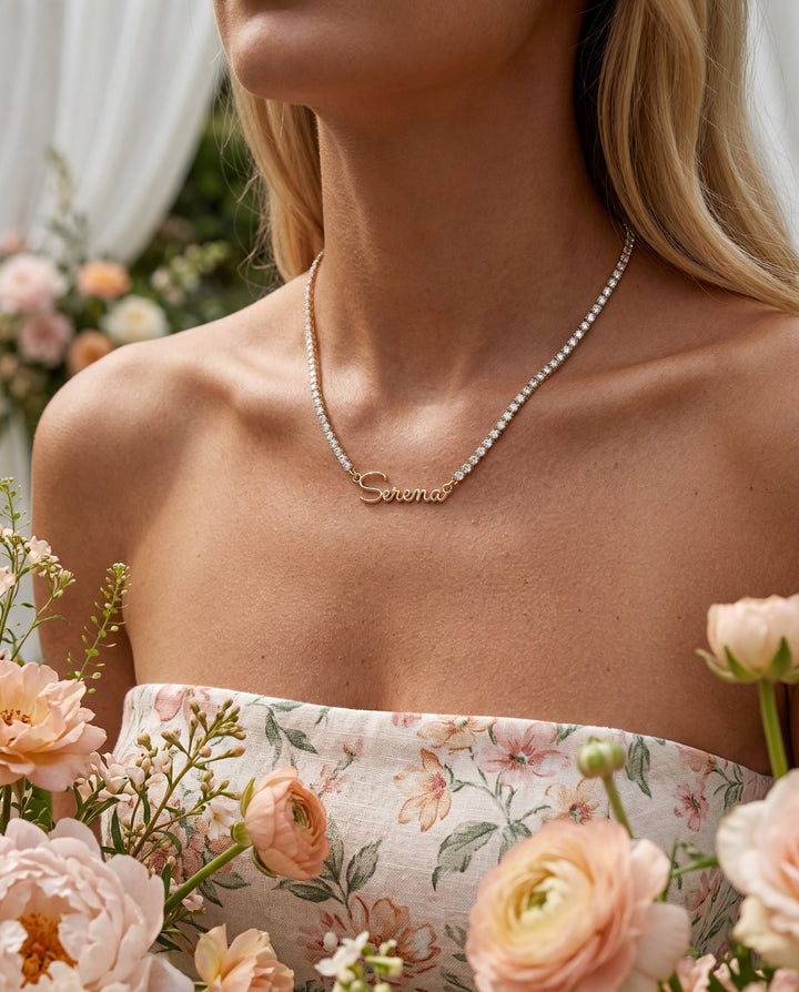 Petite Tennis Name Necklace