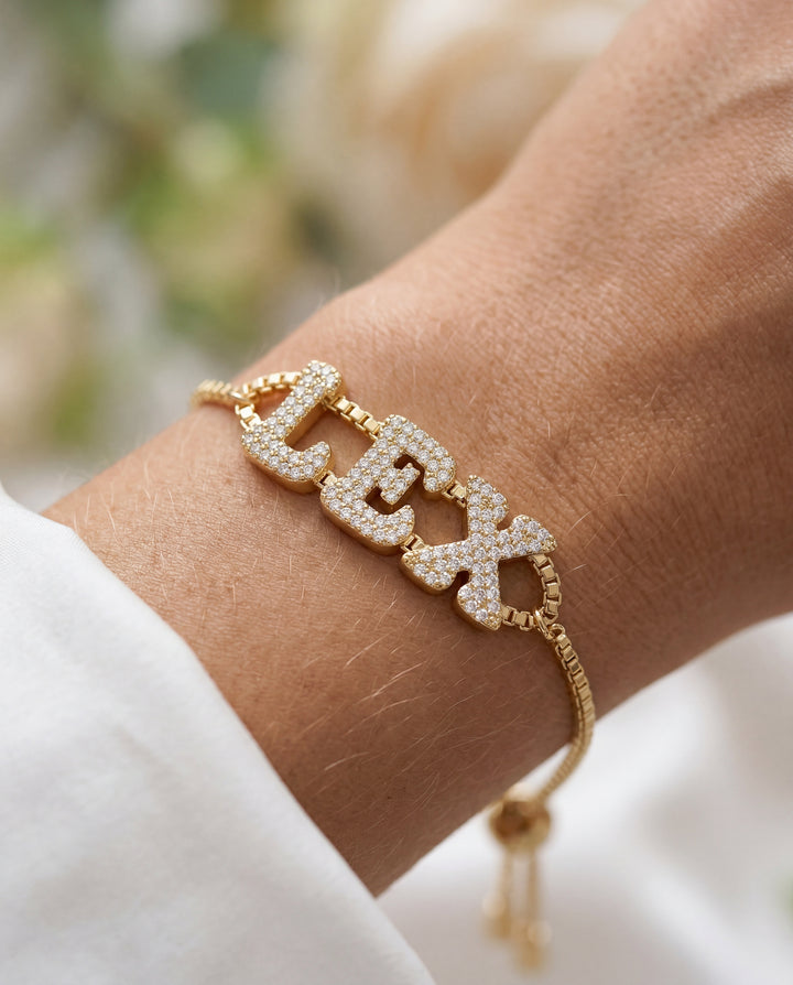 Bubble Name Chain Bracelet