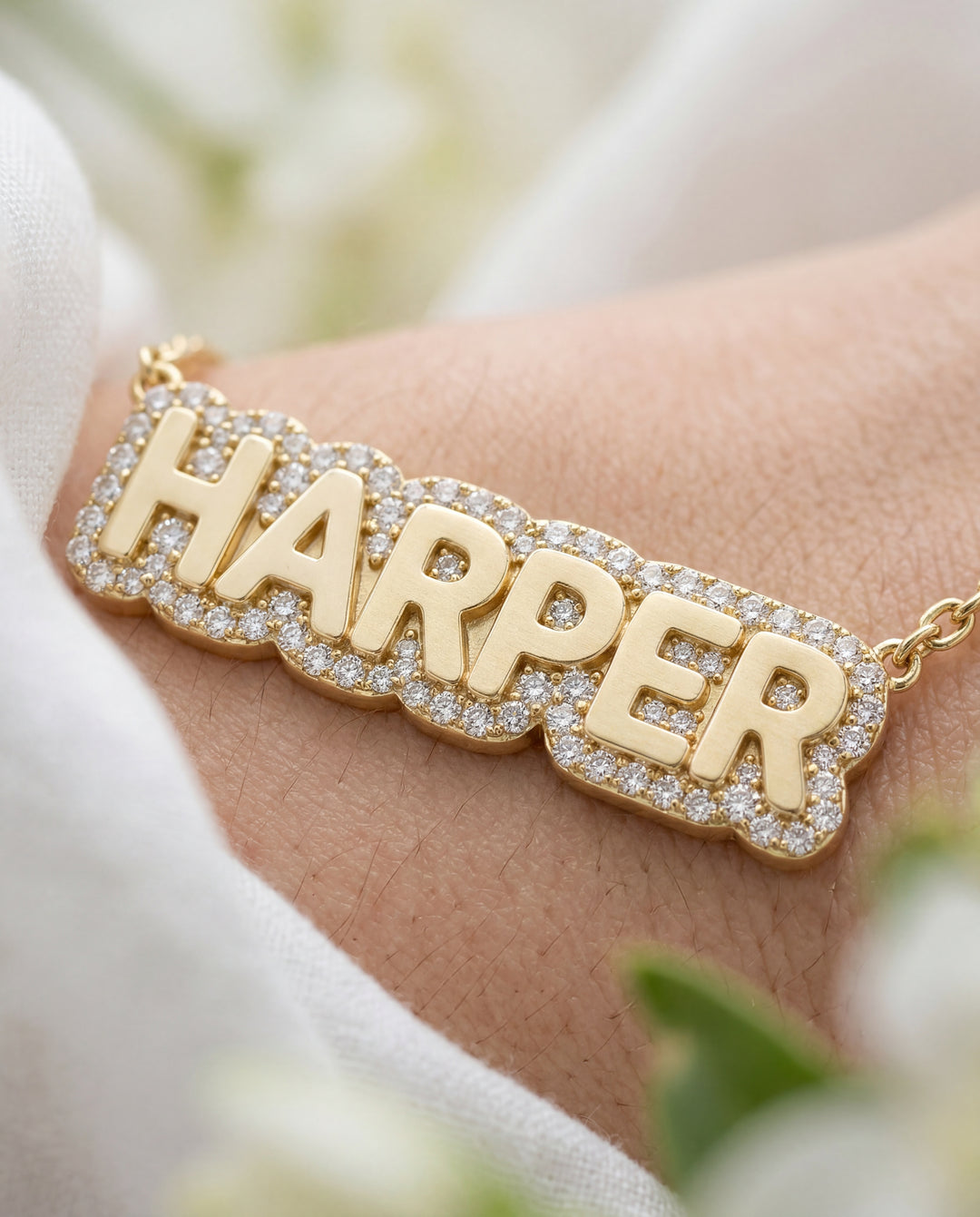 Pavé Bubble Name Necklace