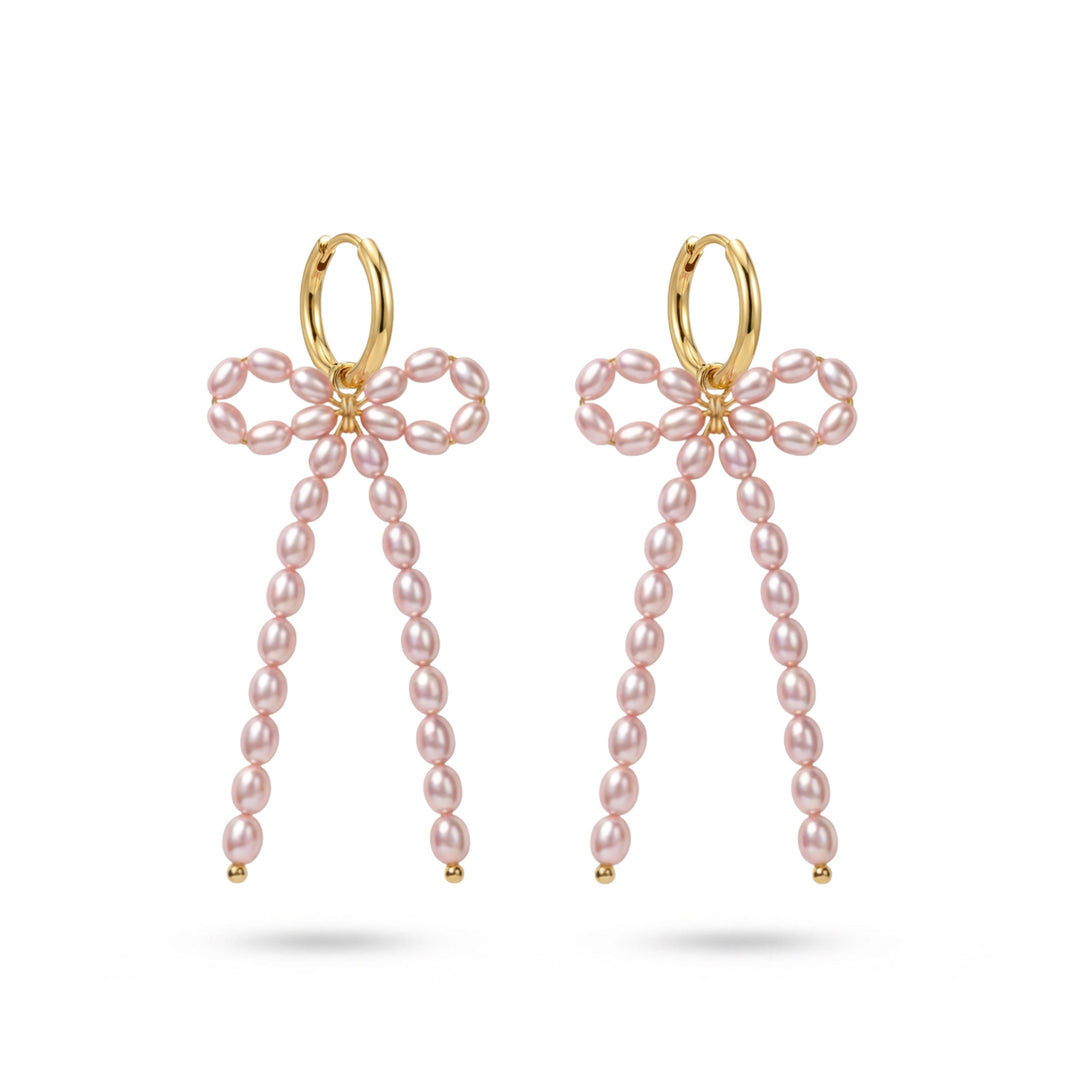 Pearly Bow Hoops
