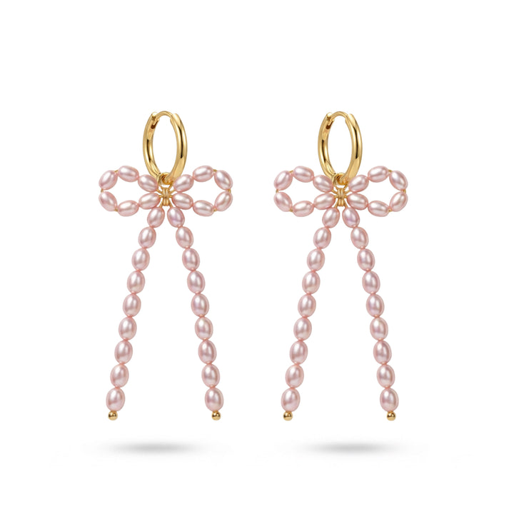 Pearly Bow Hoops