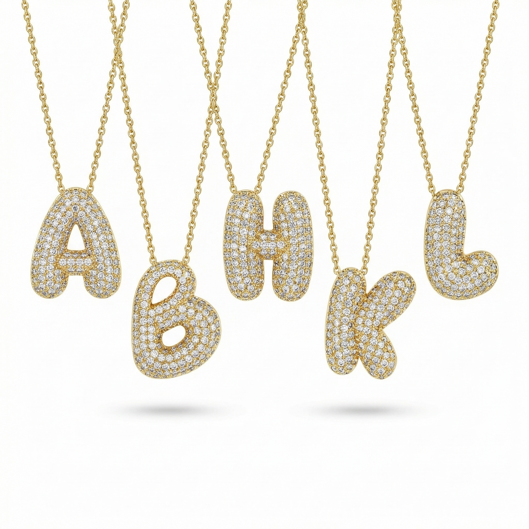 Jumbo Pavé Bubble Letter Necklace