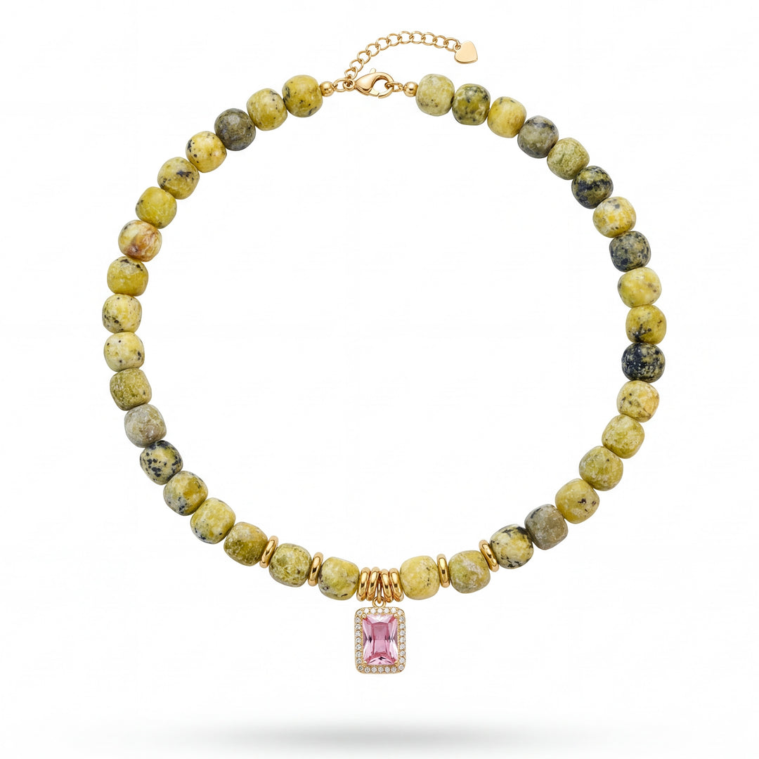 Pistachio rose necklace