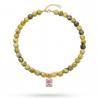 Pistachio rose necklace