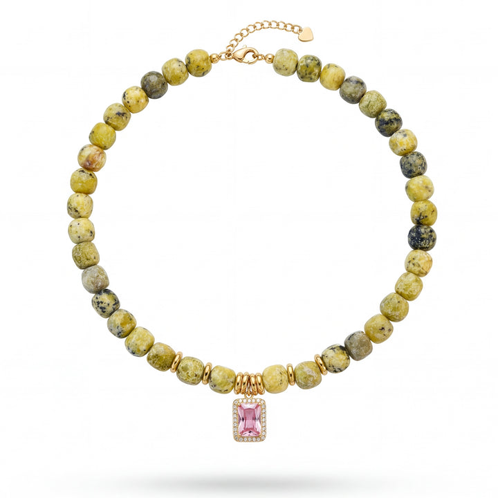 Pistachio rose necklace