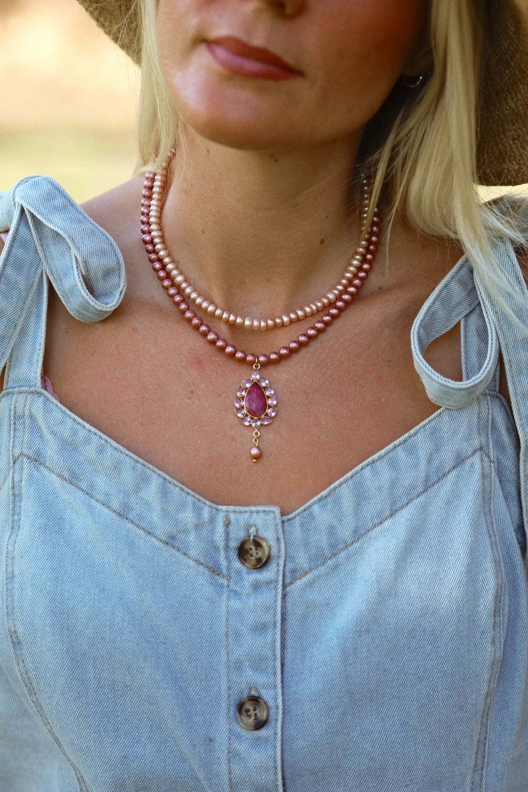 Garnet Rose Necklace