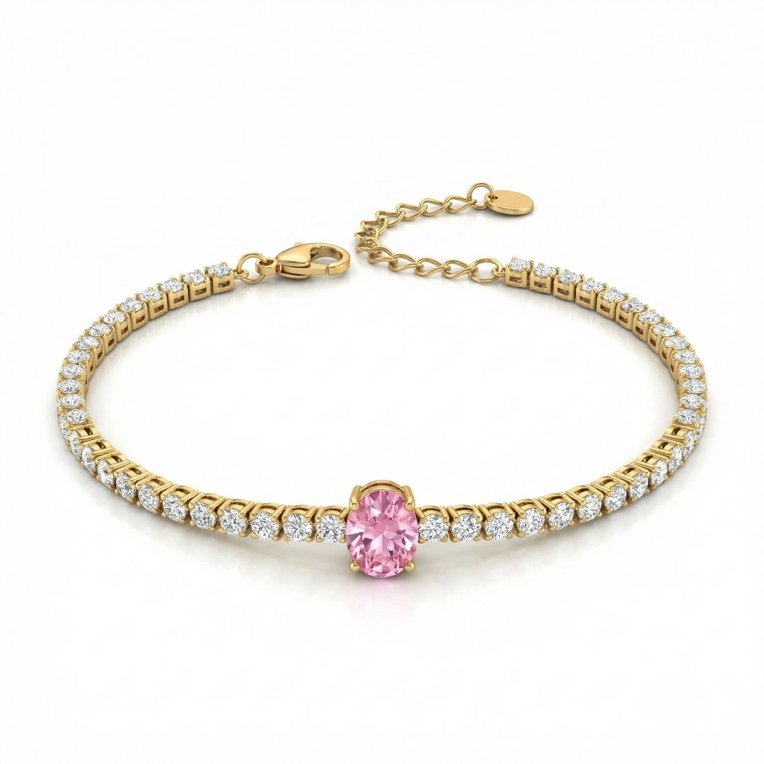 Pink Oval Tennis Bracelet