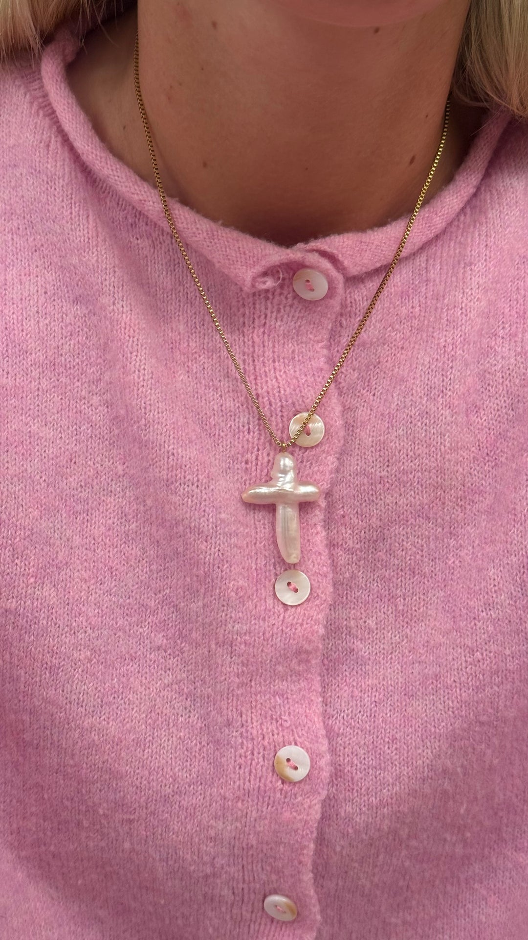 XL Pearl Cross Necklace