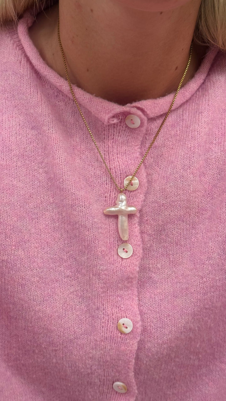 XL Pearl Cross Necklace
