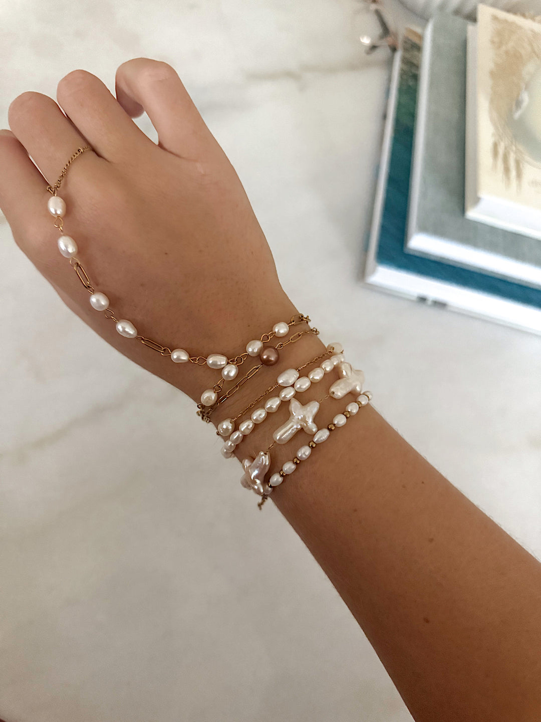 Heavenly Pearl Cross Bracelet