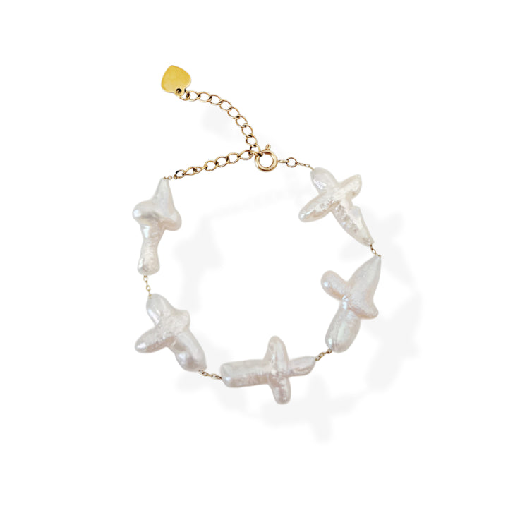 Heavenly Pearl Cross Bracelet