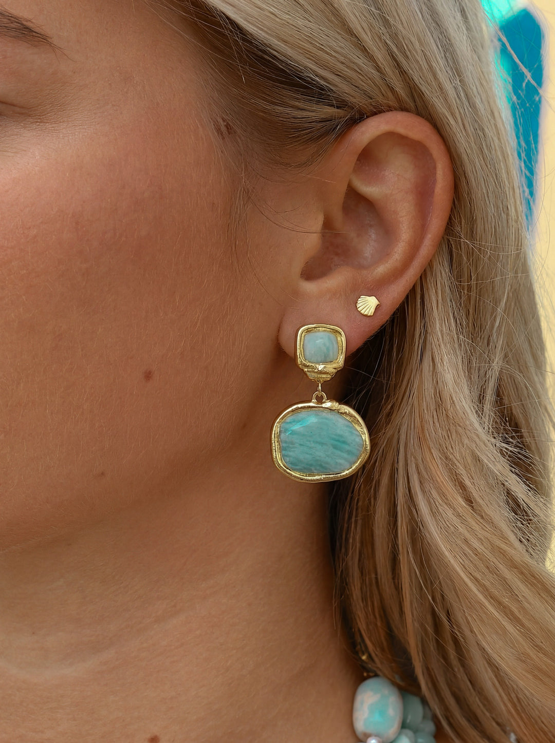 Blue Coconut Earrings