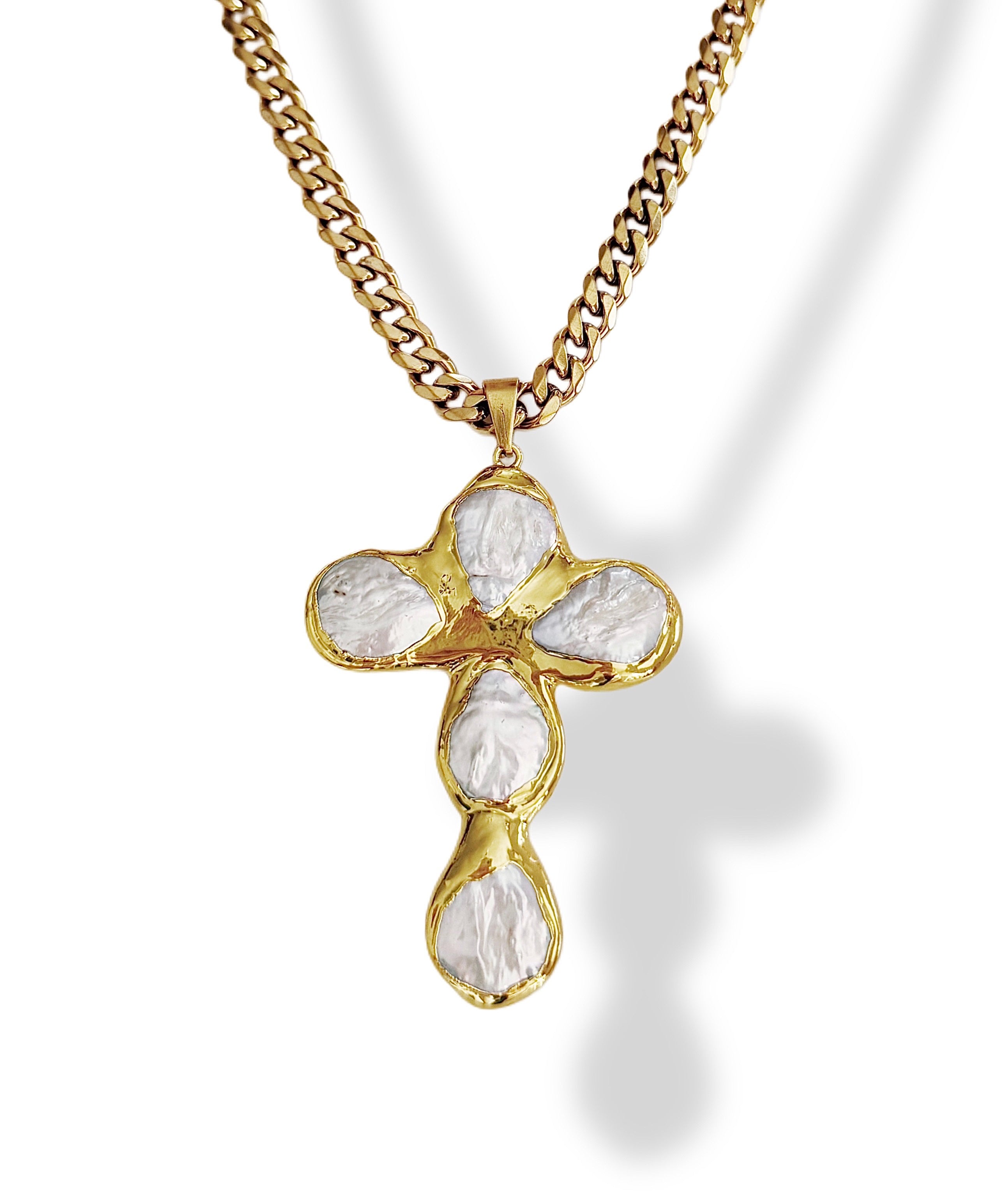 Chunky Pearl Cross Necklace – Lex Noel Jewels
