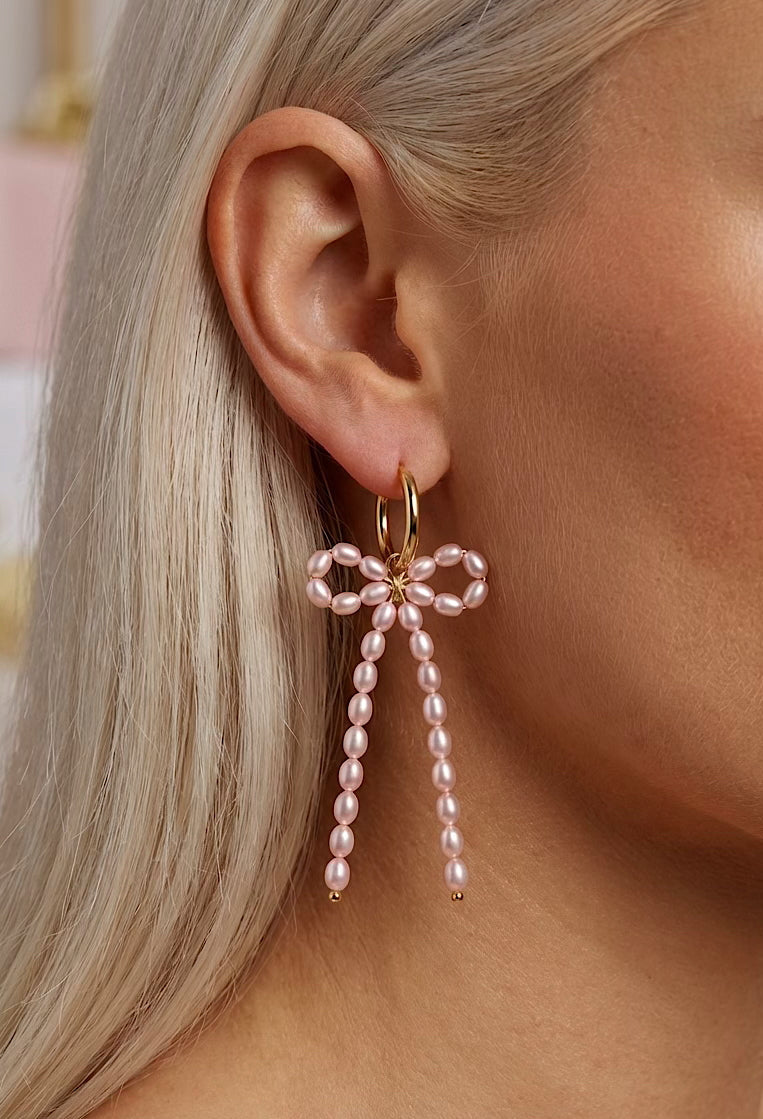Pearly Bow Hoops