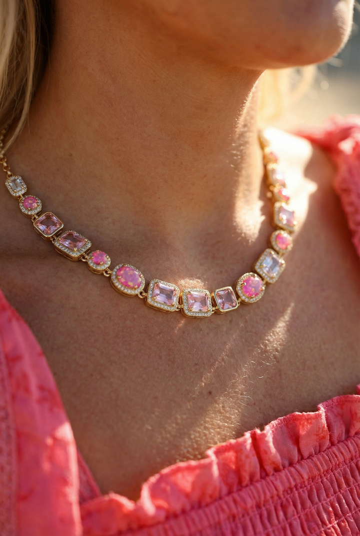 Pink Rosé Opal Necklace