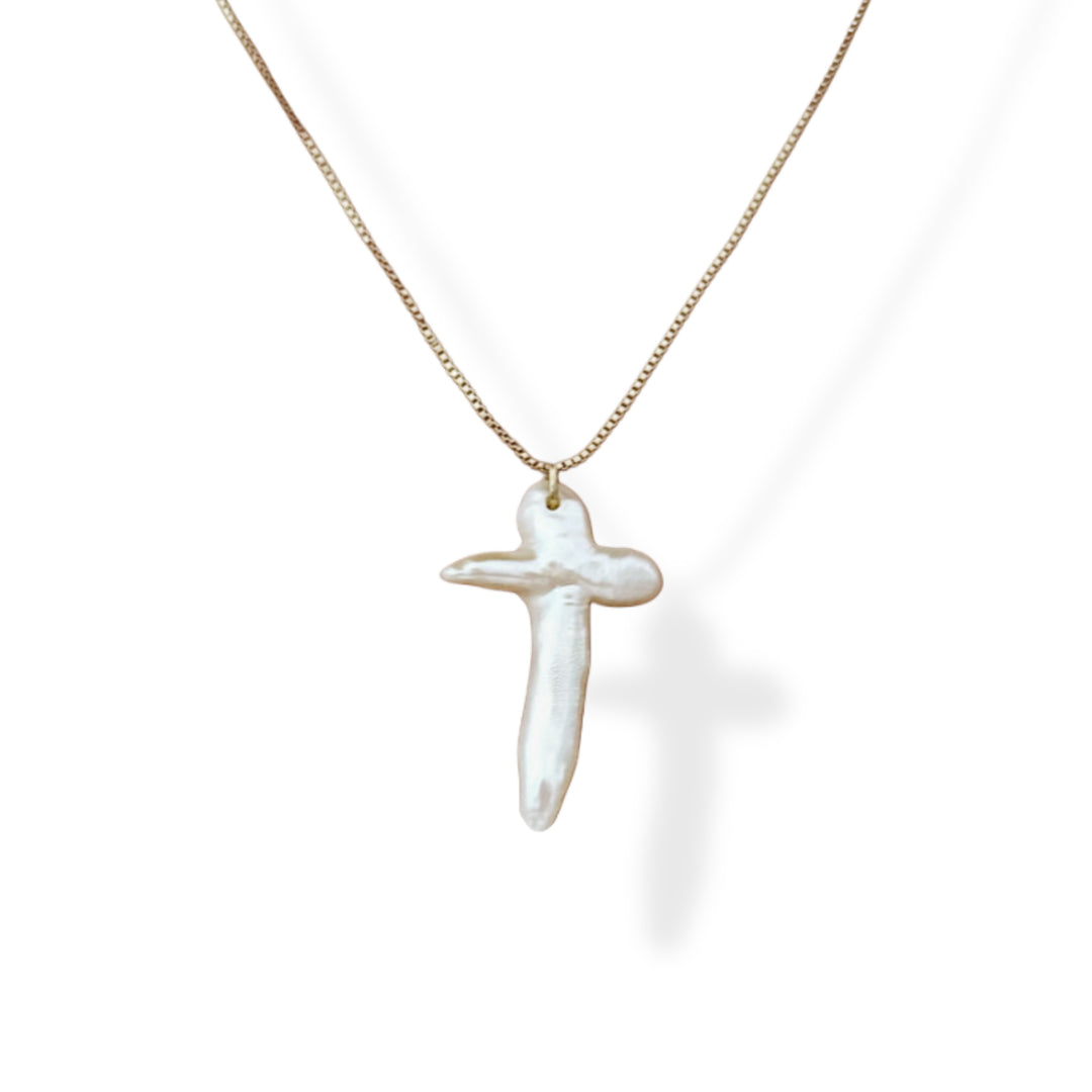 XL Pearl Cross Necklace