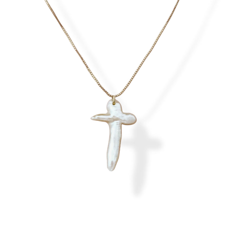 XL Pearl Cross Necklace