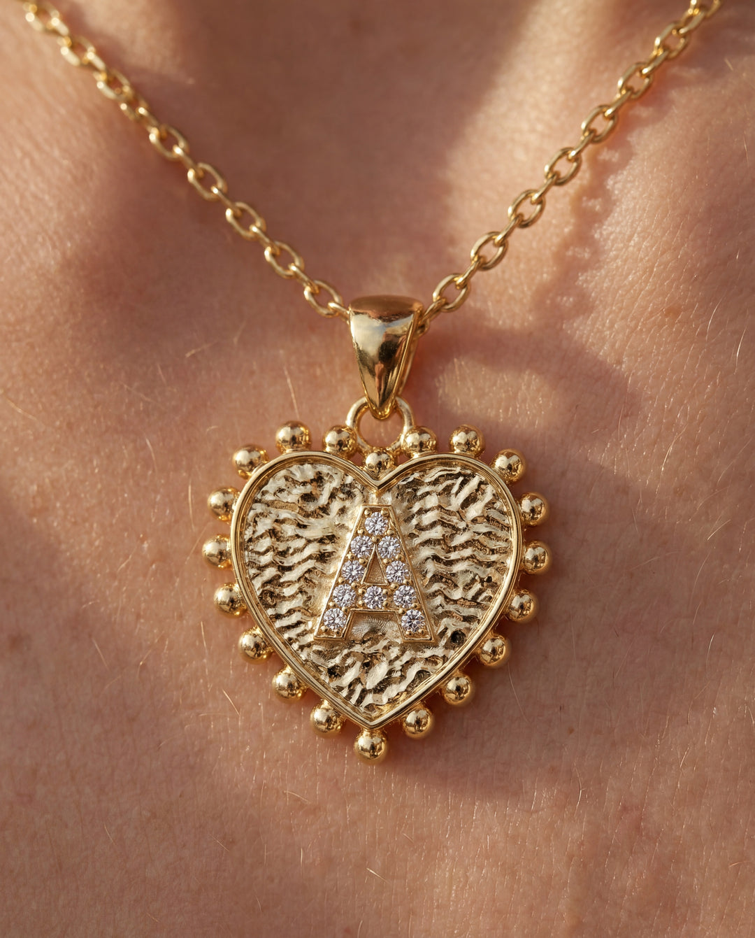 Heart Pavé Initial Necklace