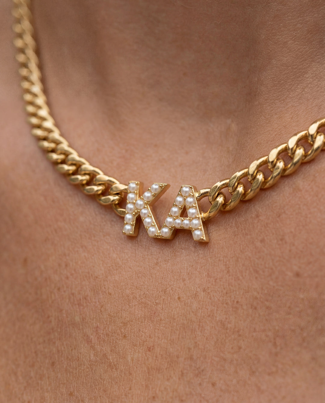 Bold Pearl Letter Necklace