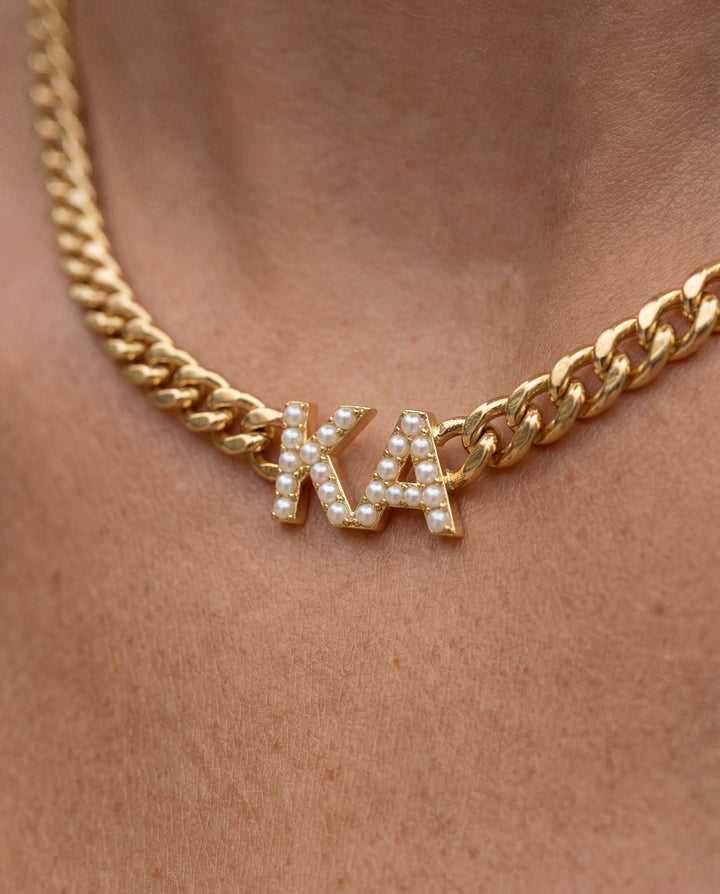 Bold Pearl Letter Necklace