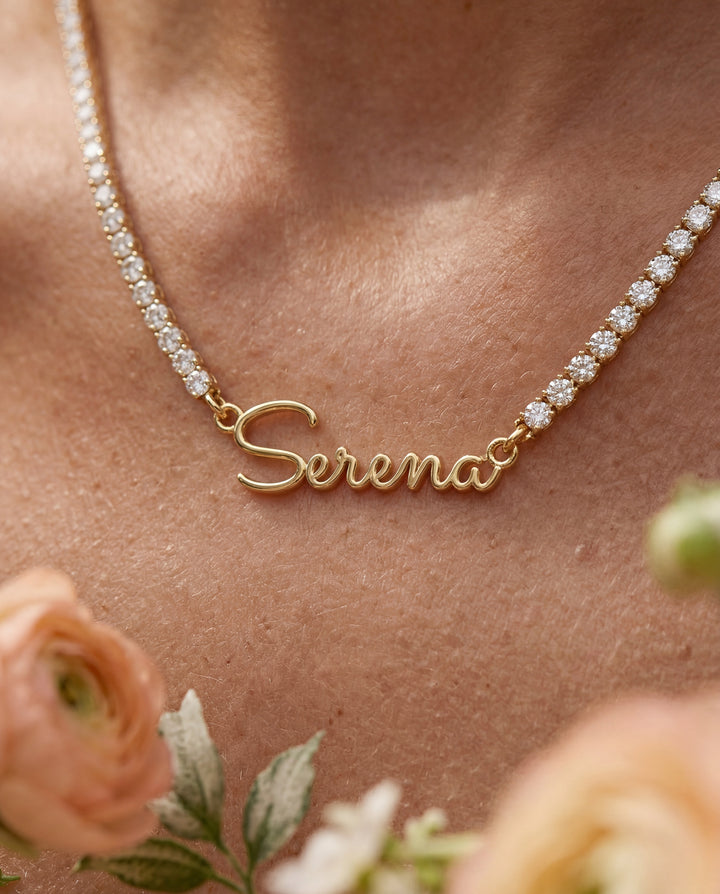 Petite Tennis Name Necklace