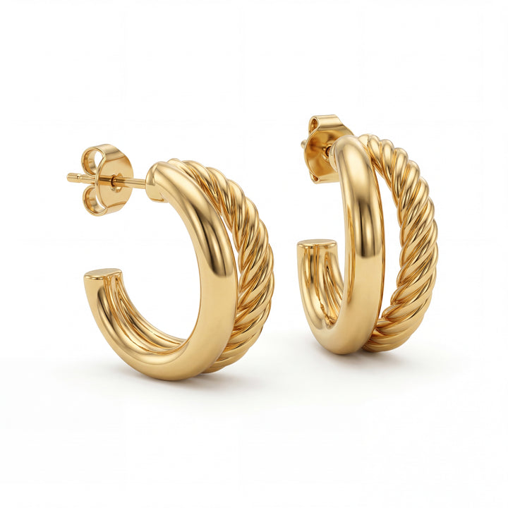 Golden textured hoops