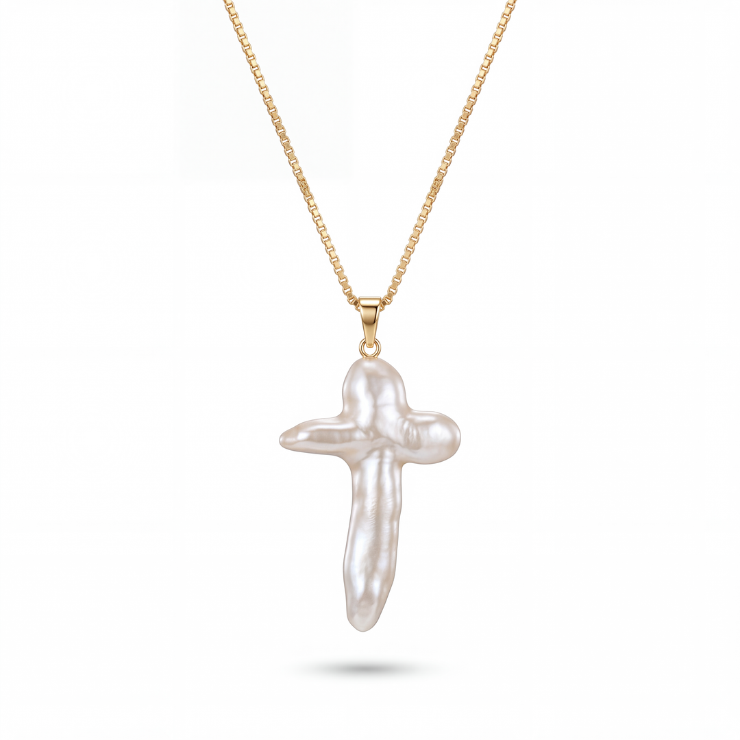 XL Pearl Cross Necklace
