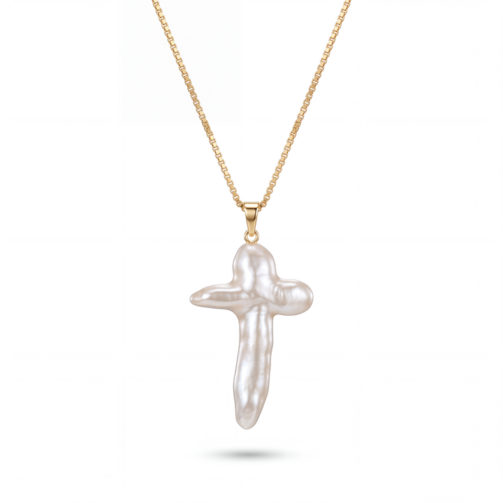 XL Pearl Cross Necklace