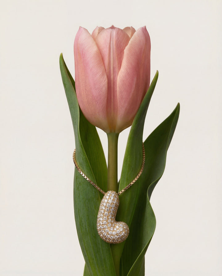 Jumbo Pavé Bubble Letter Necklace