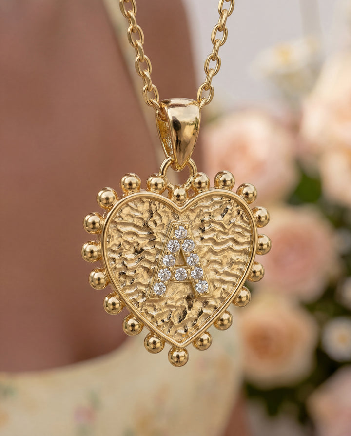 Heart Pavé Initial Necklace